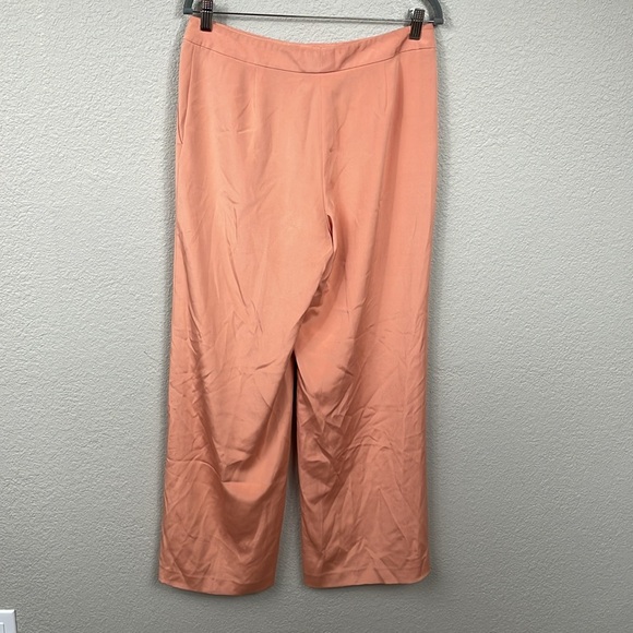 New Lafayette 148 Silk Blend Sullivan Wide Leg Pants Orange Peach Sz 6 - Picture 4 of 15
